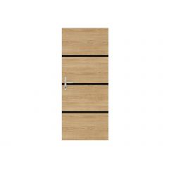 Nordlinger Pro deurrenovatieset - natuur eiken - 4 panelen 85x50 cm - 3 zwarte profielen 85x2 cm