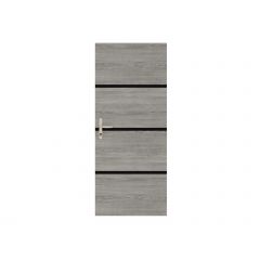 Nordlinger Pro deurrenovatieset - grijs eiken - 4 panelen 85x50 cm - 3 zwarte profielen 85x2 cm
