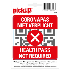 Pickup sticker coronapas niet verplicht - vierkant - 10 x 10 cm