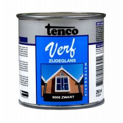 Tenco verf acryl zijdeglans zwart (RAL 9005) - 250 ml